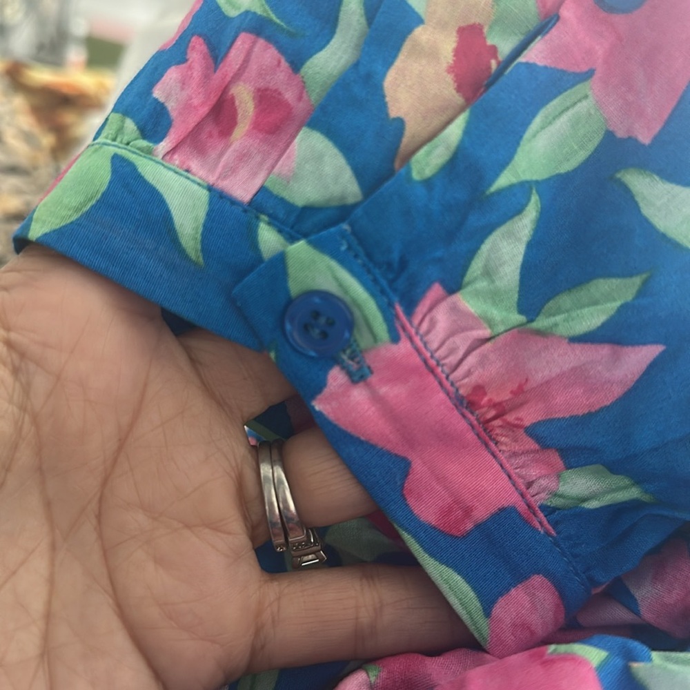 LULUS Thoroughly Sweet Blue Floral Print One-Shoulder Mini Dress Pink Blue Sz M - Picture 11 of 13